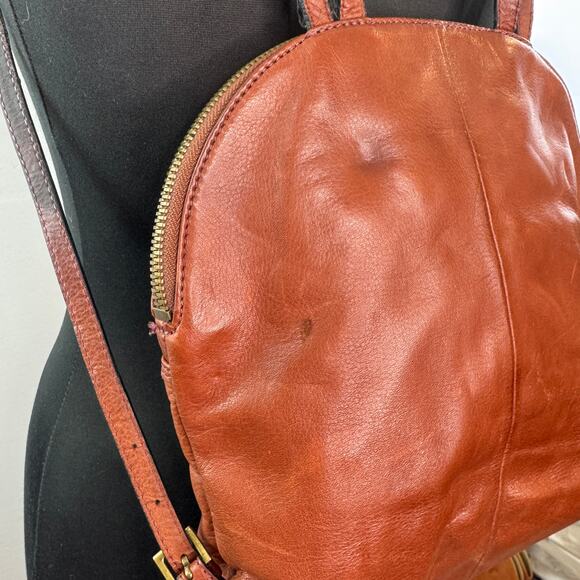 Margot New York Camille Backpack Bag Brown Tan Leather Turnlock Adjustable FLAW main image 9
